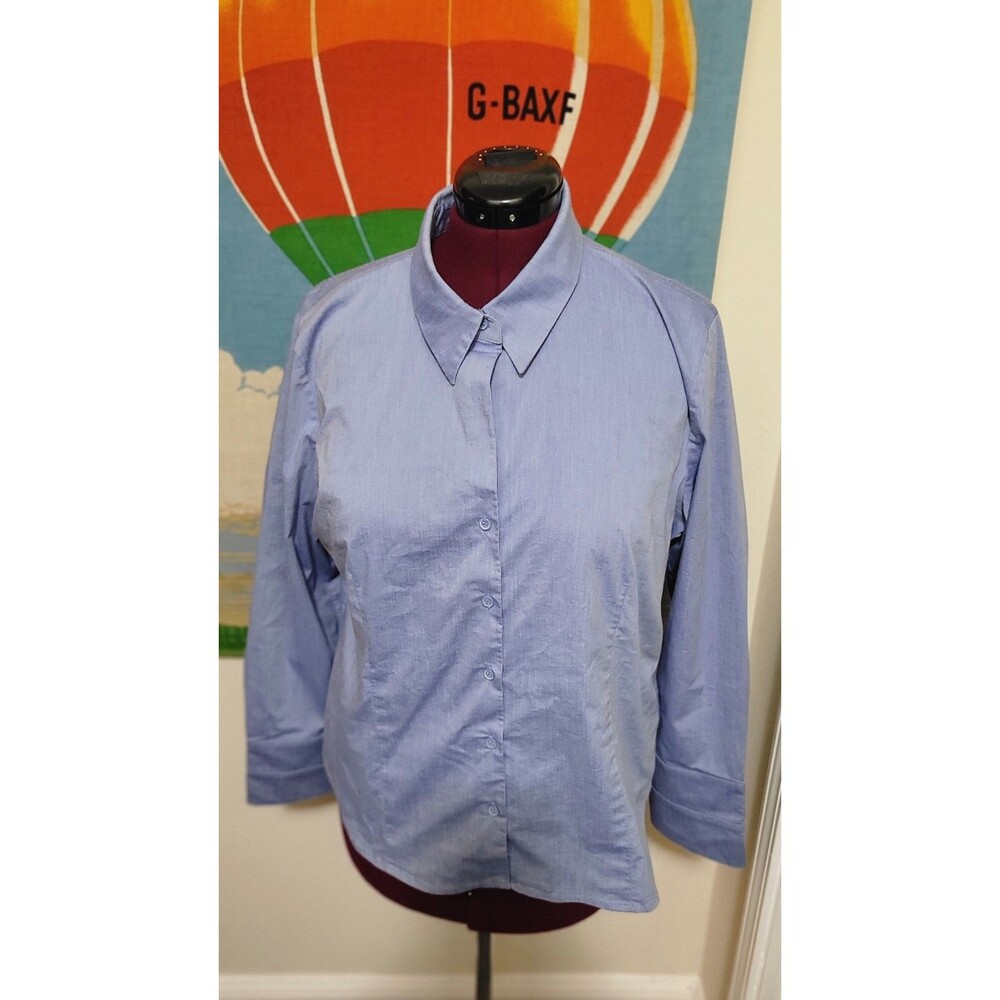 Worthington Light Blue Long Sleeve Button Down Chambray Shirt Women's Size 18